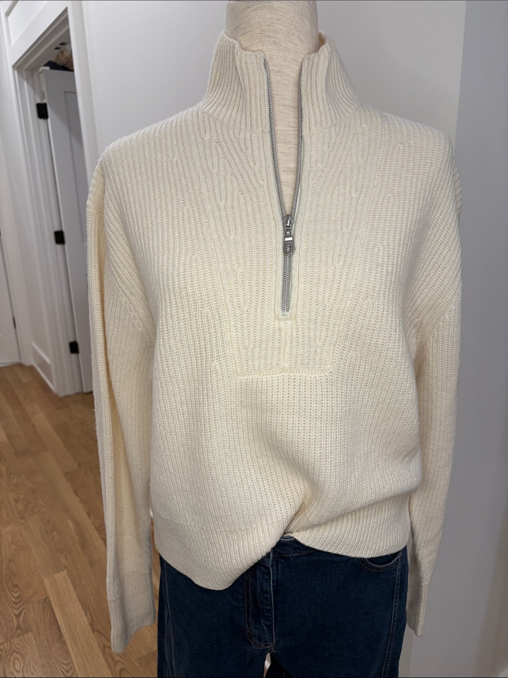 AYR Cream Half-Zip Wool Sweater